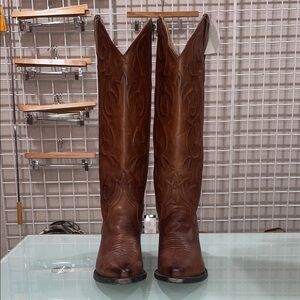 Stetson Brown Tall Leather Cowboy Boots